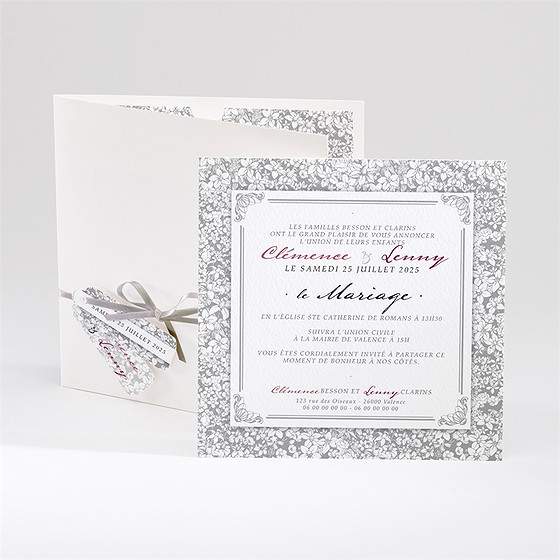 Faire-part mariage floral et romantique