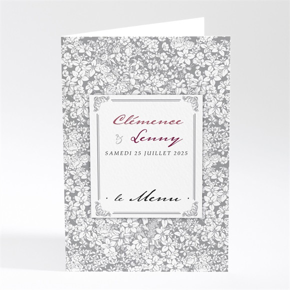 Menu mariage Floral et romantique réf.N401654