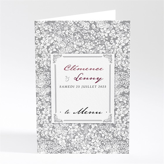 Menu mariage floral et romantique