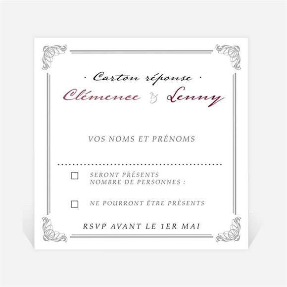 Carton réponse mariage Floral et romantique réf.N3001008