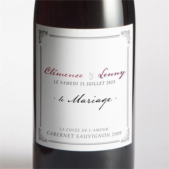 Etiquette de bouteille mariage Floral et romantique réf.N3001009