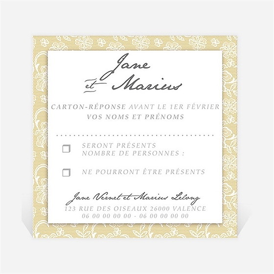 Carton réponse mariage jaune et blanc