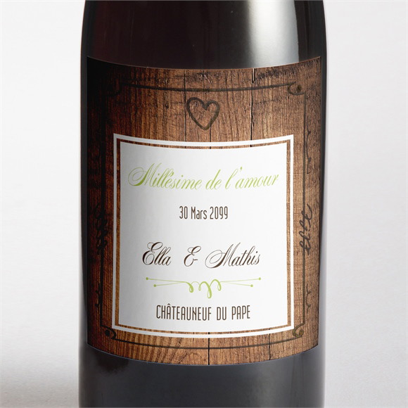 Etiquette de bouteille mariage Boisé rustique chic réf.N300997