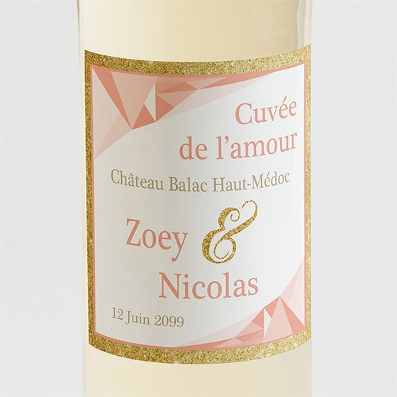 Etiquette de bouteille mariage formes géométriques tendance