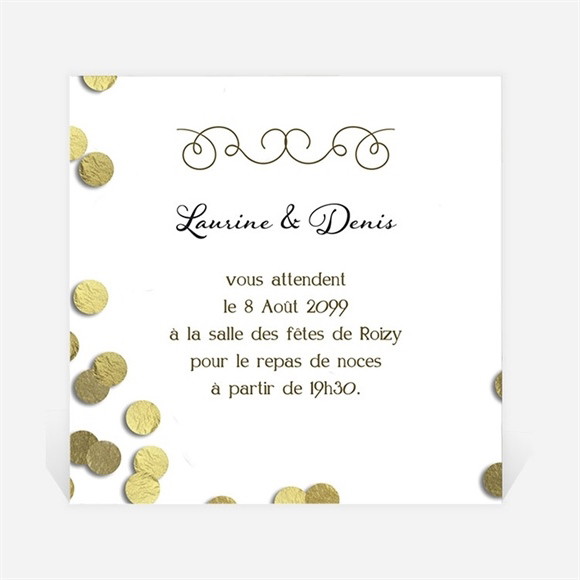 Carton d'invitation mariage Pluie de confettis dorés réf.N3001034