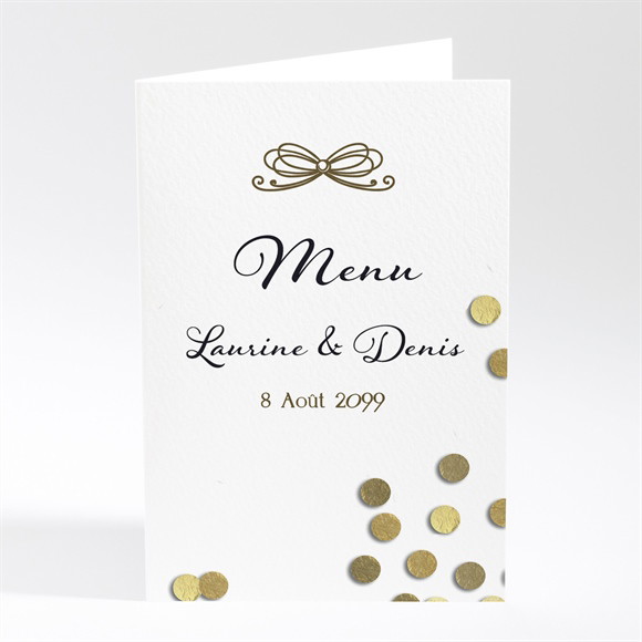 Menu mariage Pluie de confettis dorés réf.N401663