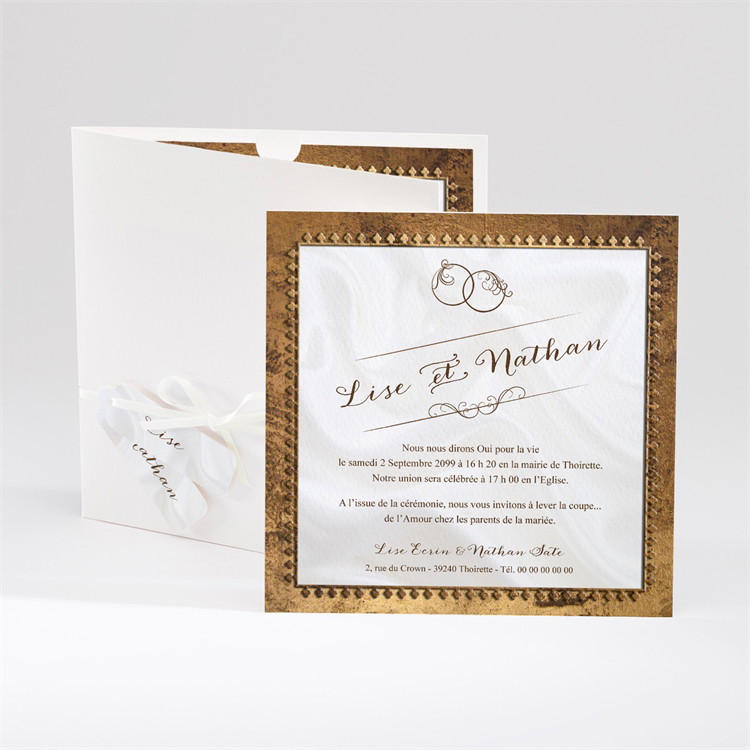 Faire-part mariage Cadre cuivré réf.N91011