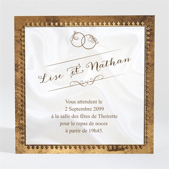 Carton d'invitation mariage Cadre cuivré réf.N300962