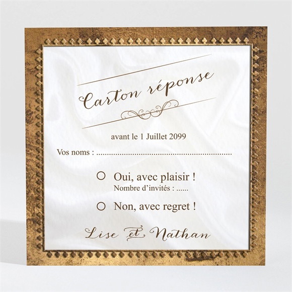 Carton réponse mariage Cadre cuivré réf.N300963