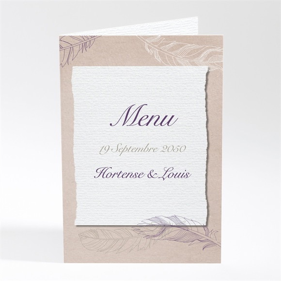 Menu mariage Jolies plumes réf.N401664