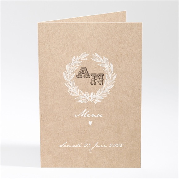 Menu mariage Noir et Kraft chic réf.N401667