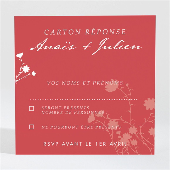 Carton réponse mariage Kraft et orange réf.N3001052