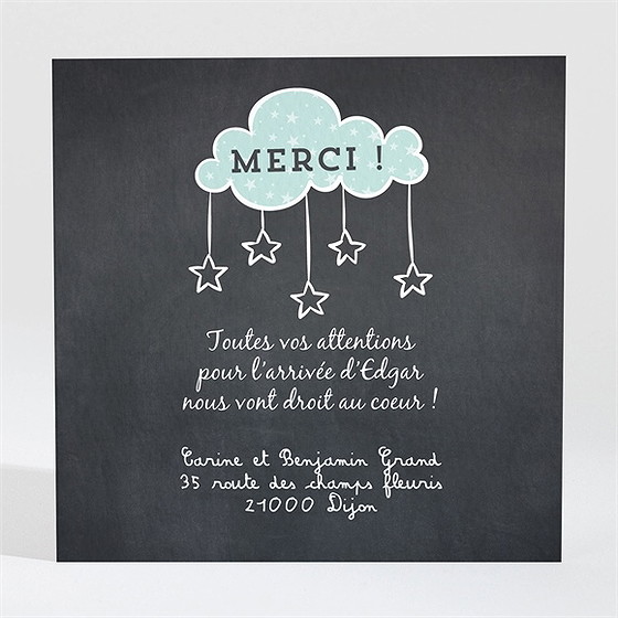 Remerciement naissance cocotte en ardoise