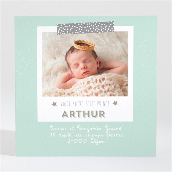 Remerciement naissance Vert et blanc réf.N3001081