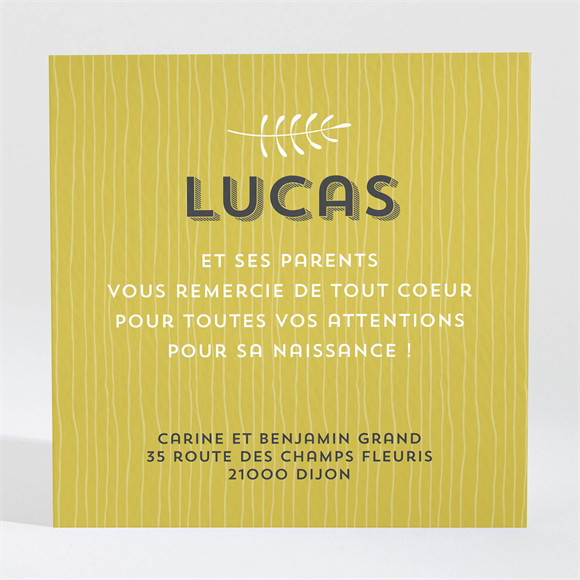 Remerciement naissance Touche de bois originale réf.N3001086