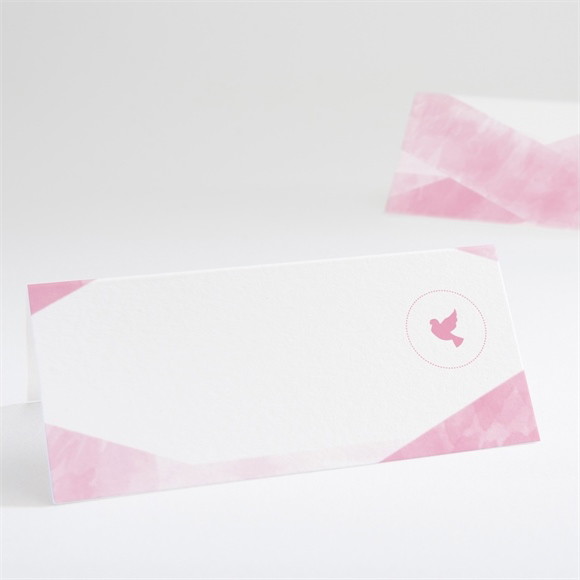 Marque-place baptême Tendre aquarelle rose réf.N440565