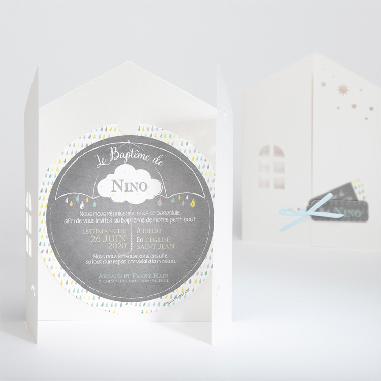 Faire-part de baptême Pluie du Ciel réf.N90011