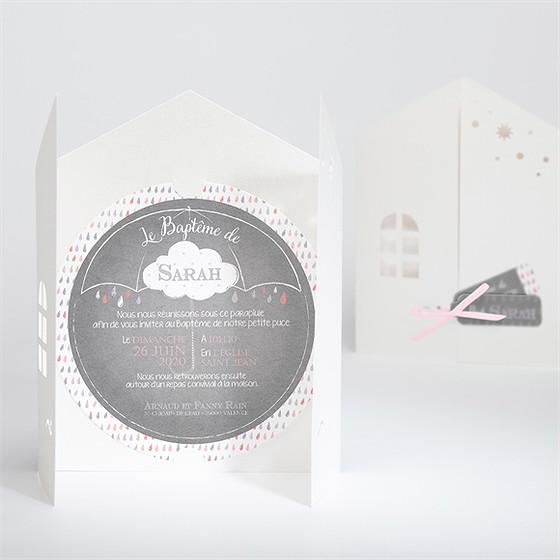 Faire-part de baptême nuage classique