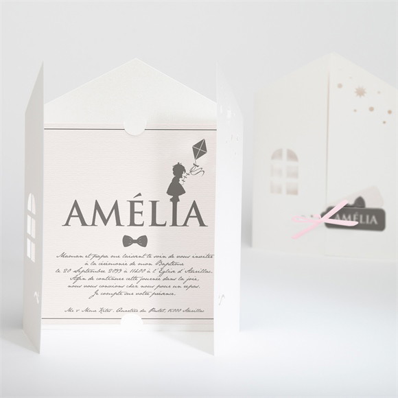 Faire-part de baptême Silhouette annonce fille réf.N91024