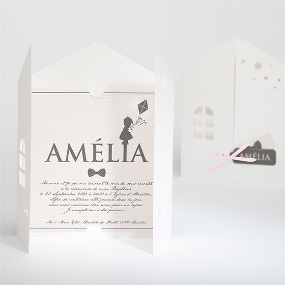 Faire-part de baptême silhouette annonce fille