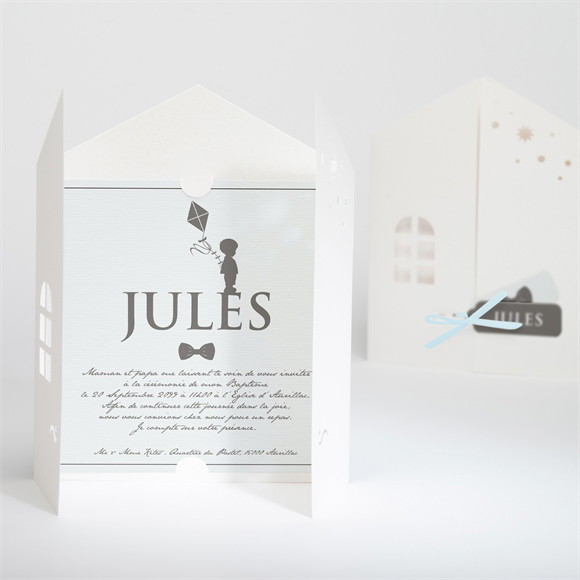 Faire-part de baptême Profil enfant vintage réf.N91025