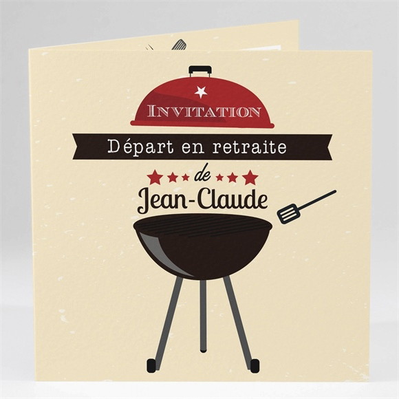Carte invitation départ à la retraite Autour d'un barbecue réf.N45144