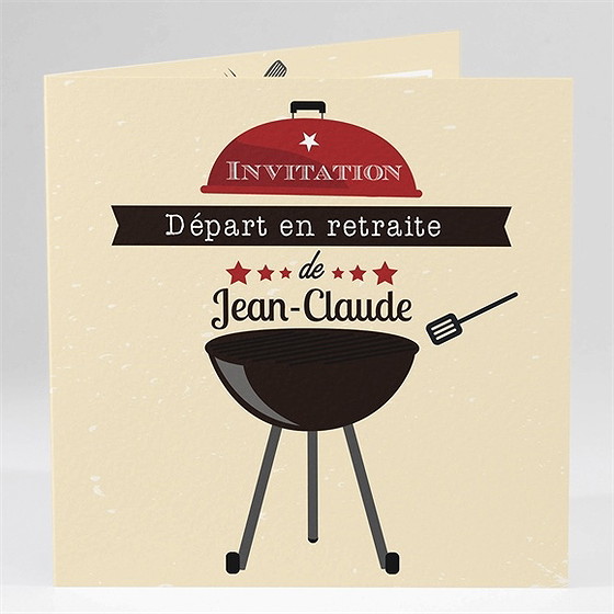 Carte invitation départ à la retraite autour d'un barbecue