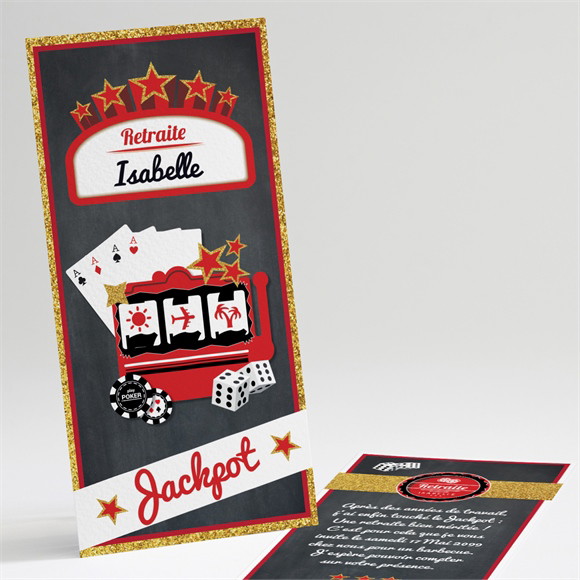 Carte invitation départ à la retraite retraite Jackpot réf.N22140