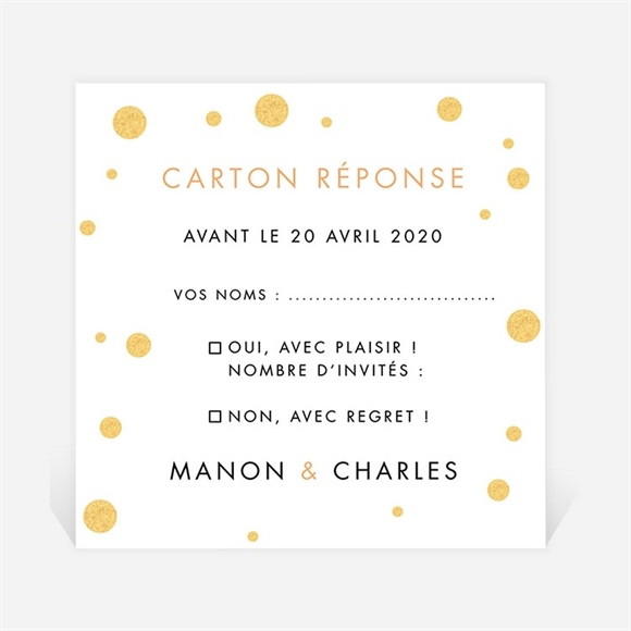 Carton réponse mariage Fêtons mes amis, fêtons! réf.N3001108