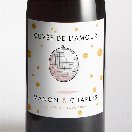 Etiquette de bouteille mariage fêtons mes amis, fêtons!