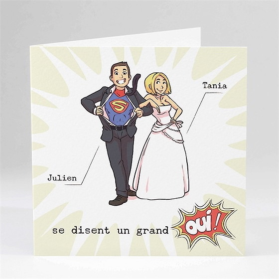 Faire-part mariage le super héros dit oui!