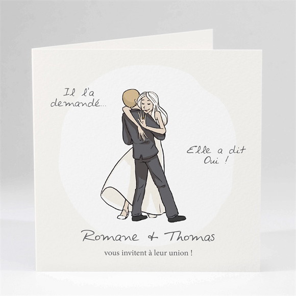 Faire-part mariage Mariés illustrés réf.N45149