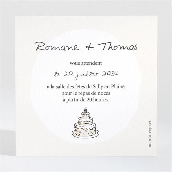 Carton d'invitation mariage Mariés illustrés réf.N3001119
