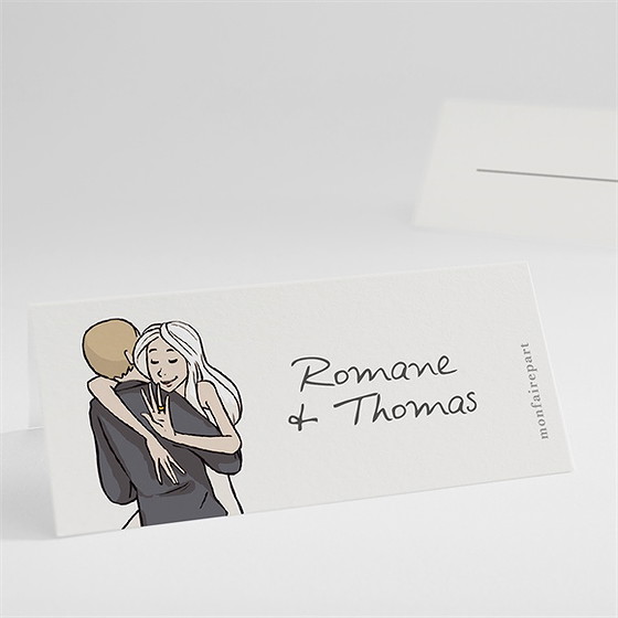 Marque-place mariage mariés illustrés