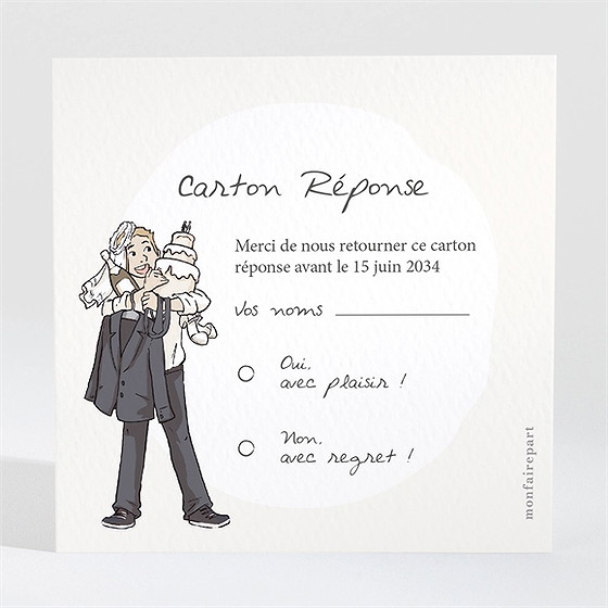 Carton réponse mariage mariés illustrés