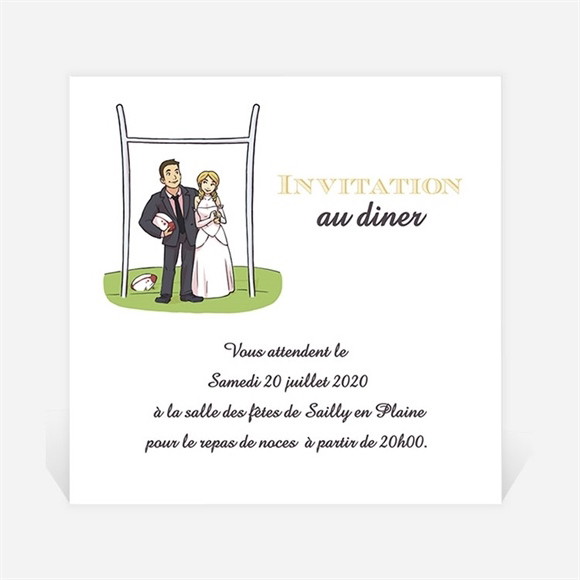 Carton d'invitation mariage Humour et Rugby réf.N3001122