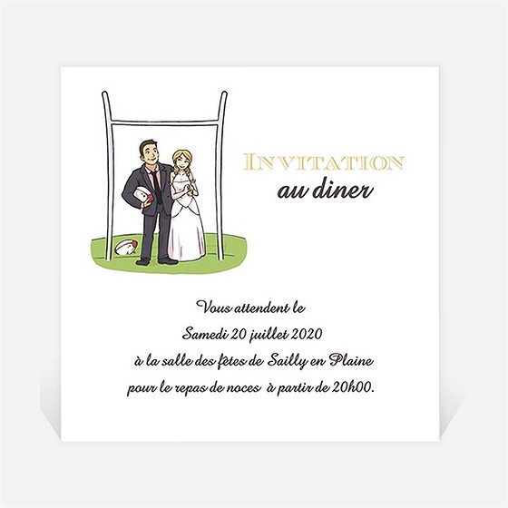 Carton d'invitation mariage humour et rugby
