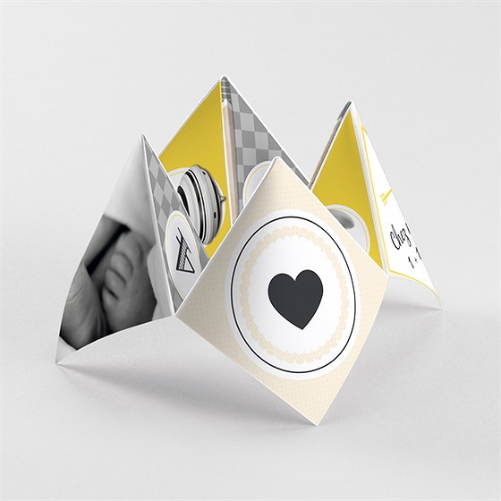 Faire-part naissance noir et jaune