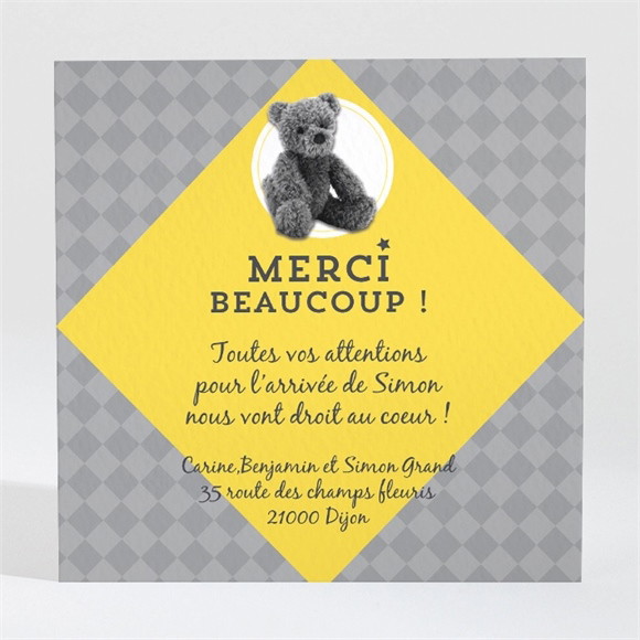 Remerciement naissance Noir et jaune réf.N3001143