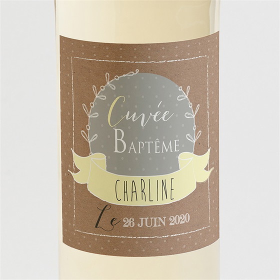 Etiquette de bouteille baptême bapteme en famille