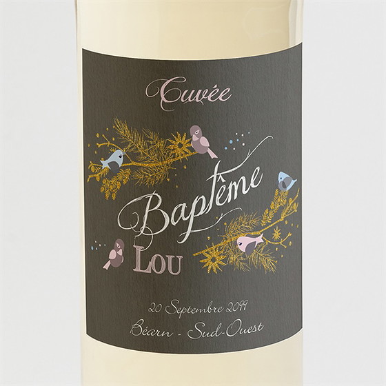 Etiquette de bouteille baptême annonce surprise