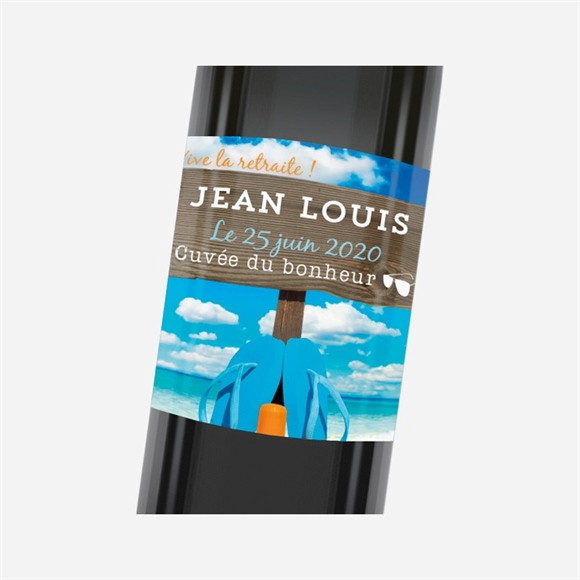 Etiquette de bouteille départ retraite Rêves de voyage réf.N3001160