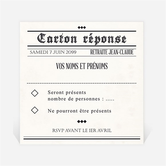 Carton réponse départ à la retraite Dans les kiosques réf.N3001161