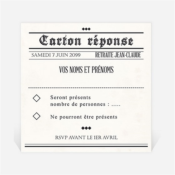 Carton réponse départ à la retraite dans les kiosques