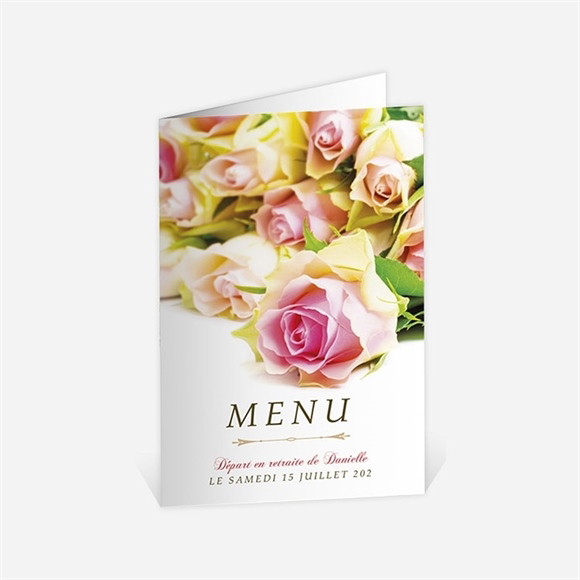 Menu départ à la retraite Invitation florale réf.N401704
