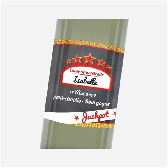 Etiquette de bouteille départ retraite retraite Jackpot réf.N3001172