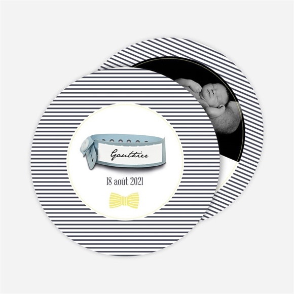 Faire-part naissance Faire part rond avec bracelet réf.N32180