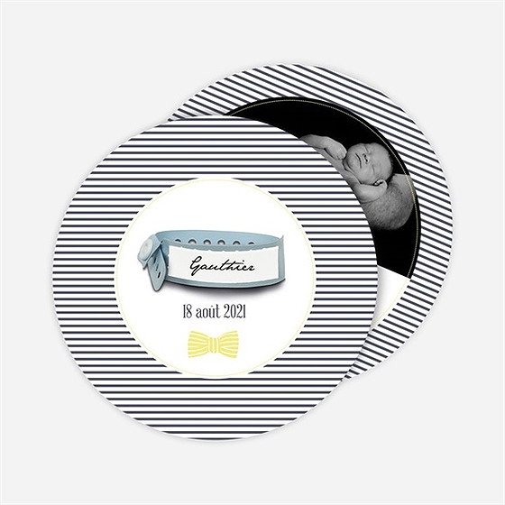 Faire-part naissance faire part rond avec bracelet