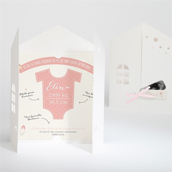 Faire-part naissance faire part fille 2 volets