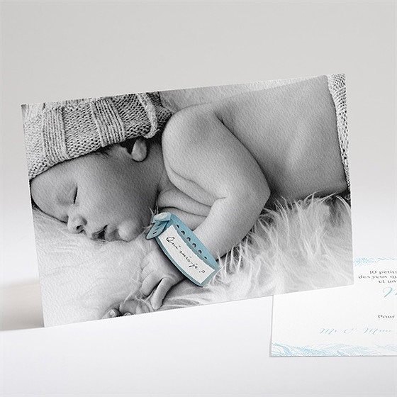 Faire-part naissance photo bébé avec bracelet